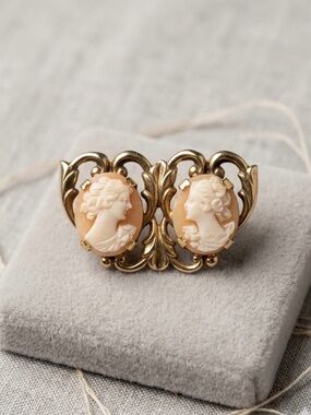 Mid Century 12 K gold filled cameo earrings